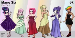 Size: 4423x2272 | Tagged: suggestive, alternate version, artist:oldskullkid, derpibooru import, applejack, fluttershy, pinkie pie, rainbow dash, rarity, sci-twi, twilight sparkle, human, equestria girls, absolute cleavage, alternate hairstyle, bare shoulders, beautiful, blushing, body freckles, bracelet, breasts, busty fluttershy, cleavage, clothes, cute, dress, ear piercing, earring, elegant, eyeshadow, female, freckles, glasses, hatless, high heels, human coloration, humane five, humane six, humanized, image, jewelry, jpeg, legs, lip piercing, lipstick, looking at you, makeup, missing accessory, muscles, muscular female, nail polish, neckerchief, necklace, open-toed shoes, piercing, punk, rainbuff dash, red dress, sandals, sexy, shoes, shyabetes, side slit, sleeveless, solo, solo female