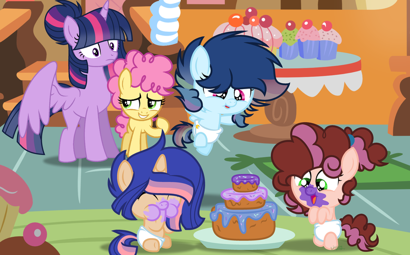 Size: 4790x2982 | Tagged: safe, artist:lightning-chaseryt, derpibooru import, li'l cheese, twilight sparkle, twilight sparkle (alicorn), oc, alicorn, pony, the last problem, baby, baby pony, cake, food, image, offspring, parent:cheese sandwich, parent:flash sentry, parent:pinkie pie, parent:rainbow dash, parent:soarin', parents:cheesepie, parents:flashdash, parents:soarindash, png