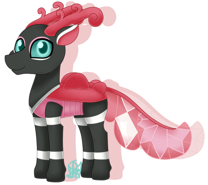 Size: 2249x2000 | Tagged: safe, artist:spokenmind93, derpibooru import, oc, unofficial characters only, changedling, changeling, adoptable, changelingified, image, legendary pokémon, looking at you, png, pokémon, ponymon, simple background, smiling, solo, species swap, tapu lele, transparent background