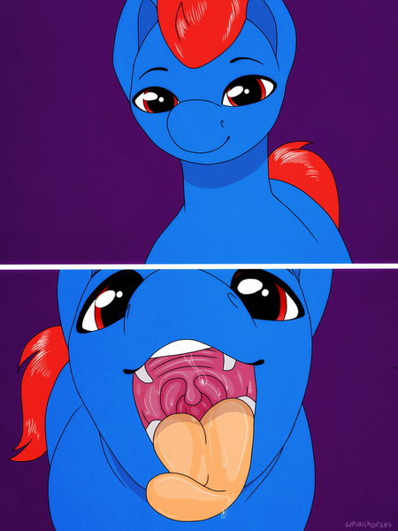 Size: 900x1200 | Tagged: questionable, artist:smallhorses, derpibooru import, oc, oc:foxidro, commission, fetish, image, jpeg, maw, mawshot, mouth, open mouth, safe vore, soft vore, tongue out, uvula, vore