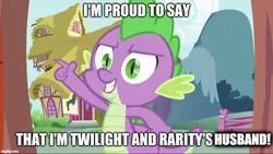 Size: 885x500 | Tagged: safe, derpibooru import, edit, edited screencap, screencap, spike, dragon quest, female, image, imgflip, implied polyamory, implied rarity, implied shipping, implied sparity, implied straight, implied twilight sparkle, implied twispike, jpeg, male, polyamory, spike gets all the mares, straight, text