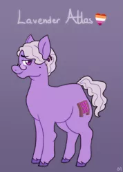 Size: 787x1106 | Tagged: safe, artist:greenarsonist, derpibooru import, oc, oc:lavender atlas, unofficial characters only, earth pony, earth pony oc, elderly, female, glasses, image, lesbian, lesbian pride flag, png, pride, pride flag, short hair, solo