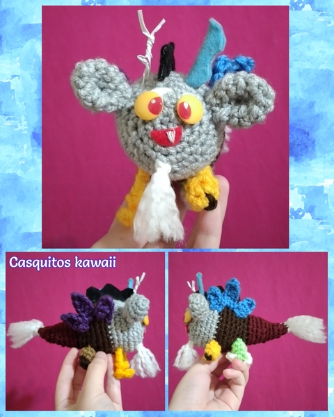 Size: 1024x1280 | Tagged: safe, artist:casquitos kawaii, derpibooru import, discord, draconequus, amigurumi, crochet, handmade, image, irl, irl photo, jpeg, male, photo, plushie, tiny