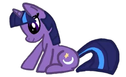 Size: 785x480 | Tagged: safe, derpibooru import, twilight sparkle, twilight twinkle, pony, unicorn, 2009, female, image, looking down, mare, moon, png, show bible, simple background, sitting, smiling, solo, stars, transparent background, unicorn twilight