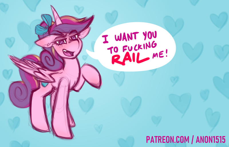 Size: 6000x3864 | Tagged: questionable, artist:anon_1515, derpibooru import, princess cadance, alicorn, pony, blushing, bow, eyebrows, eyebrows visible through hair, freckles, hair bow, heart eyes, image, implied sex, lidded eyes, looking at you, offscreen character, open mouth, patreon, png, princess cadance is always horny, raised hoof, seductive, simple background, sketch, smiling, smiling at you, spread wings, tail bow, teen princess cadance, vulgar, watermark, wingding eyes, wings
