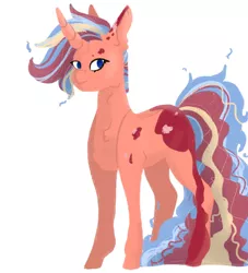 Size: 1280x1410 | Tagged: safe, artist:sammikinns, derpibooru import, oc, unofficial characters only, pony, unicorn, image, jpeg, offspring, parent:princess celestia, parent:sunburst, parents:celestiburst, simple background, solo, white background