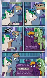 Size: 1920x3169 | Tagged: safe, artist:alexdti, derpibooru import, oc, oc:ale, oc:marco, oc:screwpine caprice, oc:umberto, pegasus, pony, unicorn, comic:quest for friendship, female, glasses, image, jpeg, male, mare, stallion