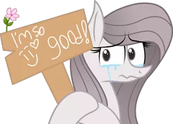 Size: 1274x916 | Tagged: safe, artist:muhammad yunus, derpibooru import, oc, oc:annisa trihapsari, unofficial characters only, earth pony, pony, crying, cute, earth pony oc, female, flower, heart, image, looking at you, mare, medibang paint, ocbetes, png, sad, simple background, smiling, solo, sorrow, sorry, transparent background