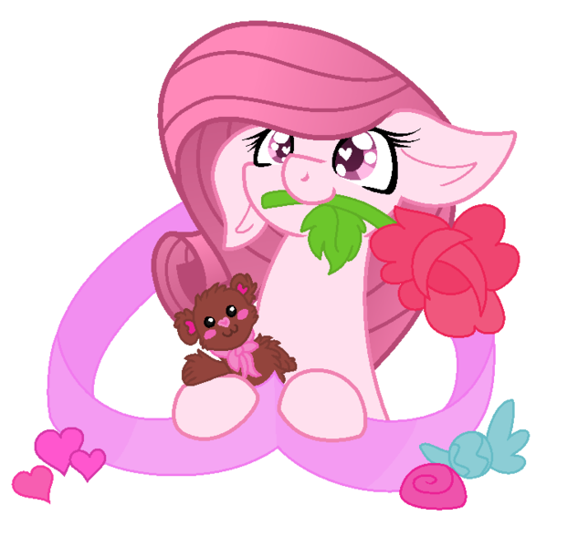 Size: 757x717 | Tagged: safe, artist:muhammad yunus, derpibooru import, oc, oc:annisa trihapsari, unofficial characters only, earth pony, pony, candy, cute, daaaaaaaaaaaw, earth pony oc, eyelashes, female, flower, food, heart, heart eyes, hnnng, image, indonesia, mare, medibang paint, ocbetes, pink body, pink hair, pink mane, png, solo, teddy bear, wingding eyes