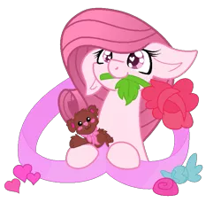 Size: 757x717 | Tagged: safe, artist:muhammad yunus, derpibooru import, oc, oc:annisa trihapsari, unofficial characters only, earth pony, pony, candy, cute, daaaaaaaaaaaw, earth pony oc, eyelashes, female, flower, food, heart, heart eyes, hnnng, image, indonesia, mare, medibang paint, ocbetes, pink body, pink hair, pink mane, png, solo, teddy bear, wingding eyes