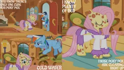 Size: 1280x720 | Tagged: safe, derpibooru import, edit, edited screencap, editor:quoterific, screencap, fluttershy, rainbow dash, pegasus, pony, hurricane fluttershy, season 2, bucket, bucket of water, eyes closed, female, fluttershy's cottage, flying, hat, image, jpeg, mare, open mouth, smiling, water, whistle, whistle necklace