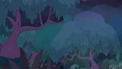 Size: 1280x720 | Tagged: safe, derpibooru import, screencap, student counsel, background, everfree forest, image, night, no pony, png, scenic ponyville, tree
