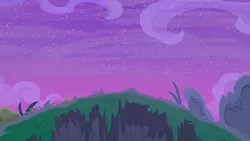 Size: 1280x720 | Tagged: safe, derpibooru import, screencap, student counsel, background, everfree forest, grass, hill, image, night, no pony, png, scenic ponyville, tree