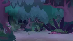 Size: 1280x720 | Tagged: safe, derpibooru import, screencap, student counsel, background, everfree forest, image, mushroom, night, png, scenic ponyville, tree