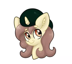 Size: 3976x3516 | Tagged: safe, artist:yelowcrom, derpibooru import, oc, oc:hymyt, unofficial characters only, pony, unicorn, bust, clothes, ear fluff, hat, image, png, simple background, white background