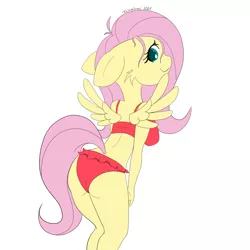 Size: 1080x1080 | Tagged: suggestive, artist:fajnyziomal, derpibooru import, fluttershy, anthro, pegasus, adorasexy, bikini, clothes, commission, cute, image, png, sexy, solo, swimsuit, your character here