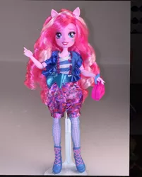 Size: 1080x1346 | Tagged: safe, artist:stephen sumner, official, pinkie pie, equestria girls, bag, belt, clothes, doll, image, jpeg, photo, ponied up, prototype, shorts, socks, toy