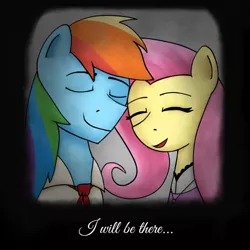 Size: 720x720 | Tagged: safe, alternate version, derpibooru import, fluttershy, rainbow dash, the count of monte rainbow, edmond dashie, female, flutterdash, i will be there, image, lesbian, mercedes, png, shipping, shycedes, the count of monte cristo