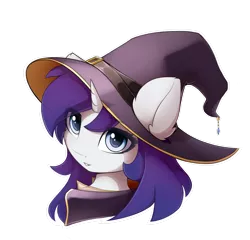 Size: 2600x2500 | Tagged: safe, artist:ifmsoul, derpibooru import, pony, unicorn, bust, clothes, eye clipping through hair, female, hat, image, mare, png, portrait, simple background, solo, transparent background, witch hat
