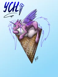 Size: 3000x4000 | Tagged: safe, artist:stirren, derpibooru import, oc, pony, commission, food, foodplay, ice cream, image, micro, png, solo, your character here