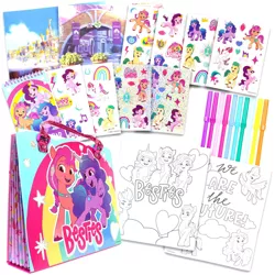 Size: 2000x2000 | Tagged: safe, derpibooru import, official, hitch trailblazer, izzy moonbow, pipp petals, sunny starscout, zipp storm, earth pony, pegasus, pony, unicorn, bag, coloring page, female, g5, image, male, mane five (g5), mare, maretime bay, marker, png, poster, stallion, sticker, target (store), text, zephyr heights