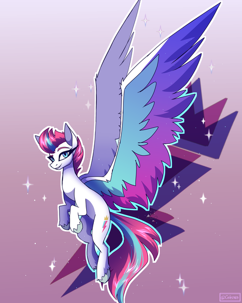 Size: 2800x3500 | Tagged: safe, artist:spirit-fire360, derpibooru import, zipp storm, pegasus, pony, adorazipp, cute, female, g5, gradient background, high res, image, large wings, looking at you, mare, png, smiling, solo, sparkles, unshorn fetlocks, wings