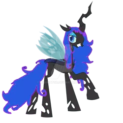 Size: 1280x1280 | Tagged: safe, artist:basinator, derpibooru import, oc, oc:blue visions, changeling, pony, blue changeling, deviantart watermark, female, image, mare, obtrusive watermark, png, requested art, simple background, solo, vector, watermark