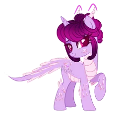 Size: 1280x1175 | Tagged: safe, artist:juyellofficial, artist:lazuli0209, derpibooru import, oc, oc:amethyst breath, dracony, hybrid, base used, female, horn, horns, image, interspecies offspring, lidded eyes, offspring, parent:rarity, parent:spike, parents:sparity, png, simple background, transparent background