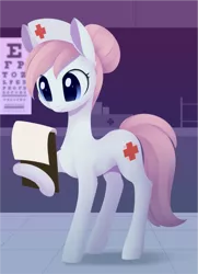 Size: 1105x1523 | Tagged: safe, artist:dusthiel, derpibooru import, nurse redheart, earth pony, pony, clipboard, eye chart, female, image, mare, nurse, png, solo