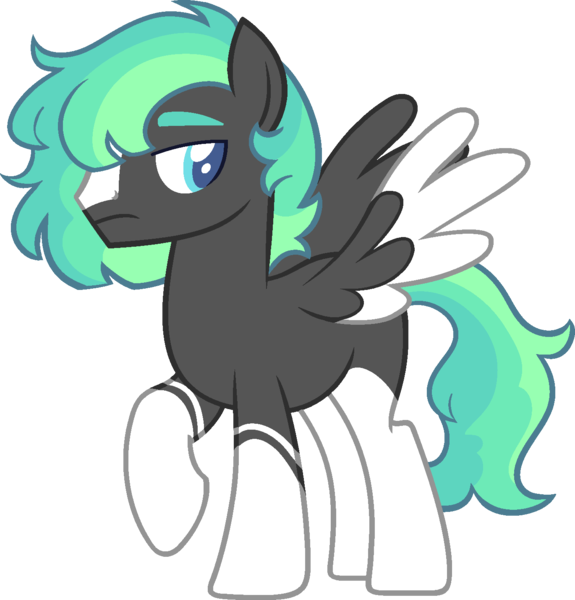 Size: 1370x1430 | Tagged: safe, artist:kurosawakuro, derpibooru import, oc, pegasus, pony, image, male, offspring, parent:blossomforth, parent:thunderlane, parents:blossomlane, png, simple background, solo, stallion, transparent background, two toned wings, wings