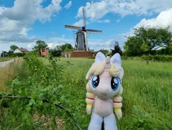 Size: 2048x1536 | Tagged: safe, artist:xeto_de, derpibooru import, oc, oc:lily allure, image, irl, jpeg, netherlands, photo, plushie, windmill