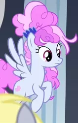 Size: 372x589 | Tagged: safe, derpibooru import, screencap, cotton sky, derpy hooves, pegasus, pony, season 9, the ending of the end, spoiler:s09, cropped, female, flying, image, jpeg, mare, offscreen character, solo focus