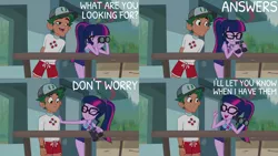 Size: 1280x720 | Tagged: safe, derpibooru import, edit, edited screencap, editor:quoterific, screencap, sci-twi, timber spruce, twilight sparkle, equestria girls, equestria girls series, unsolved selfie mysteries, beach, clothes, eyes closed, female, geode of telekinesis, glasses, image, jewelry, magical geodes, male, necklace, one-piece swimsuit, open mouth, png, ponytail, smiling, swimsuit