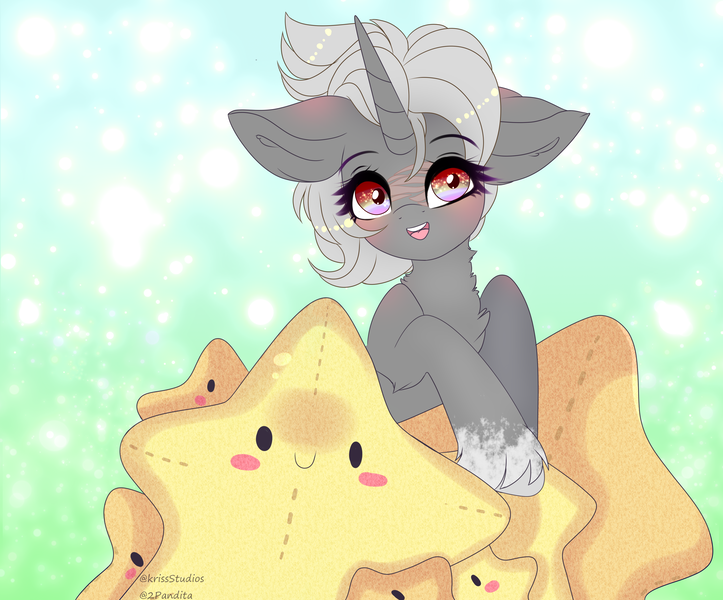 Size: 4269x3541 | Tagged: safe, artist:2pandita, derpibooru import, oc, pony, unicorn, female, image, mare, plushie, png, solo, star plushie, stars