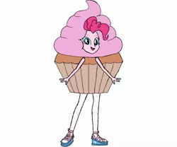 Size: 2388x1987 | Tagged: safe, derpibooru import, pinkie pie, equestria girls, clothes, costume, cupcake, food, food costume, image, jpeg, simple background, solo, white background
