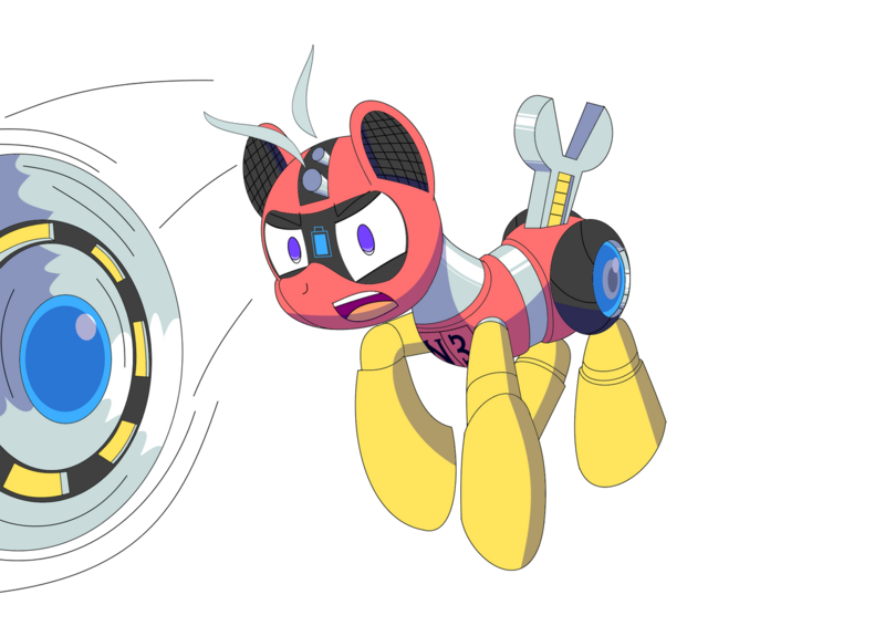 Size: 1280x906 | Tagged: safe, artist:trackheadtherobopony, derpibooru import, oc, oc:trackhead, pony, robot, robot pony, buzzsaw, circular saw, image, motion lines, png, simple background, solo, transparent background, weapon