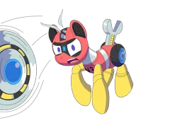 Size: 1280x906 | Tagged: safe, artist:trackheadtherobopony, derpibooru import, oc, oc:trackhead, pony, robot, robot pony, buzzsaw, circular saw, image, motion lines, png, simple background, solo, transparent background, weapon
