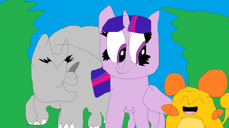 Size: 5788x3236 | Tagged: safe, artist:willtheraven1, derpibooru import, twilight sparkle, twilight sparkle (alicorn), oc, alicorn, mouse, rhinoceros, the ending of the end, hakuna matata, image, png, song reference