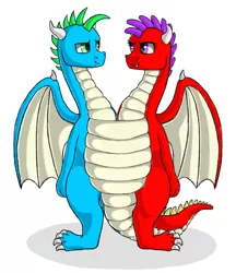 Size: 550x637 | Tagged: safe, artist:ukulelepineapplecat, derpibooru import, oc, unofficial characters only, dragon, conjoined, conjoined twins, dragon oc, duo, fusion, image, png, simple background, white background