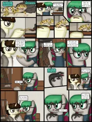 Size: 1750x2333 | Tagged: safe, artist:99999999000, derpibooru import, oc, oc:cwe, oc:li anna, unofficial characters only, gecko, leopard gecko, pegasus, pony, comic:visit, clothes, comic, female, glasses, image, male, png