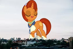 Size: 2700x1800 | Tagged: safe, artist:dashiesparkle, derpibooru import, stellar flare, pony, unicorn, berlin, female, germany, giant pony, giant stellar flare, giant unicorn, giantess, highrise ponies, image, irl, macro, mare, mega giant, photo, png, ponies in real life