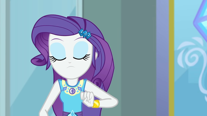 Size: 3410x1920 | Tagged: safe, derpibooru import, screencap, rarity, equestria girls, equestria girls series, super squad goals, bracelet, clothes, cutie mark, cutie mark on clothes, eyes closed, female, geode of shielding, hairpin, image, jewelry, jpeg, magical geodes, rarity peplum dress, solo