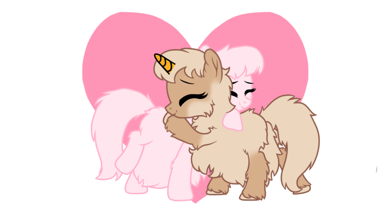 Size: 4096x2304 | Tagged: safe, artist:xleadmarex, derpibooru import, oc, oc:elegant edith, oc:fluffle puff, earth pony, pony, unicorn, duo, female, fluffy, hug, image, mother and child, mother and daughter, png