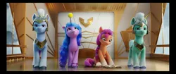 Size: 3164x1325 | Tagged: safe, derpibooru import, official, screencap, izzy moonbow, sunny starscout, unnamed character, earth pony, pegasus, pony, unicorn, my little pony: a new generation, spoiler:my little pony: a new adventure, book, bracelet, elevator, female, g5, guard, helmet, horn, horn guard, horn impalement, hornball, image, izzy's tennis ball, jewelry, jpeg, mare, meme origin, pony history, sunny's book, tennis ball, thunder (g5), unshorn fetlocks, zephyr heights, zoom zephyrwing