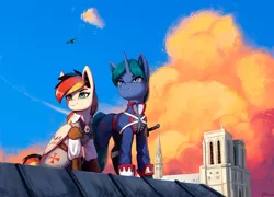 Size: 2500x1796 | Tagged: safe, artist:mrscroup, derpibooru import, oc, unofficial characters only, pegasus, pony, unicorn, assassin's creed, duo, image, jpeg