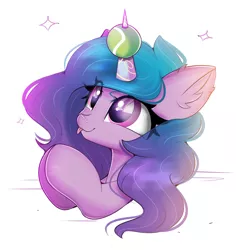 Size: 1624x1720 | Tagged: safe, artist:janelearts, derpibooru import, izzy moonbow, pony, unicorn, ball, cute, ear fluff, g5, hornball, image, izzy's tennis ball, izzybetes, png, solo, tennis ball, tongue out