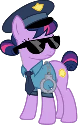 Size: 1941x3090 | Tagged: safe, artist:blah23z, derpibooru import, copper top, twilight sparkle, pony, cuffs, female, hat, image, palette swap, png, police, police officer, police uniform, recolor, sunglasses