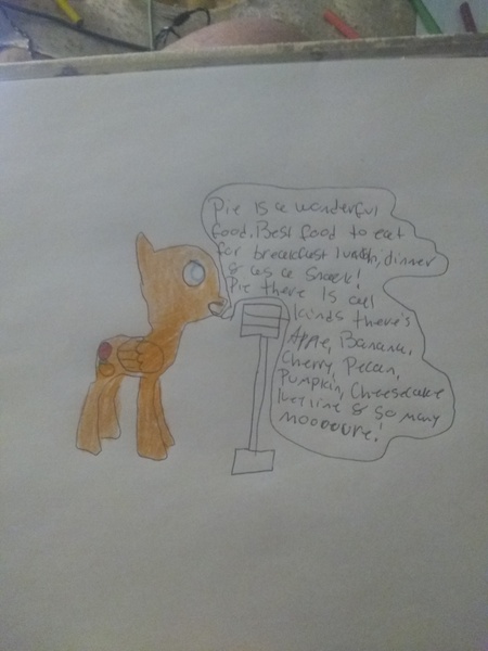 Size: 2448x3264 | Tagged: safe, artist:iloveponies, derpibooru import, oc, unofficial characters only, pegasus, image, jpeg, pegasus oc, singing, solo, speech bubble, traditional art, wings
