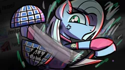 Size: 2048x1152 | Tagged: safe, artist:ashtoneer, derpibooru import, oc, oc:tracy cage, unofficial characters only, earth pony, pony, 4chan cup, cross-popping veins, female, hoof hold, image, jpeg, knife, mare, solo
