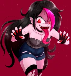 Size: 1500x1600 | Tagged: safe, artist:the-butch-x, derpibooru import, oc, oc:zoe star pink, vampire, equestria girls, blood, breasts, evil, female, image, jpeg, looking at you, open mouth, solo, tongue out